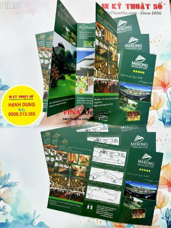 In brochure giới thiệu trạm dừng chân, in brochure song ngữ Việt Anh, có hỗ trợ test màu trước in - INKTS1241