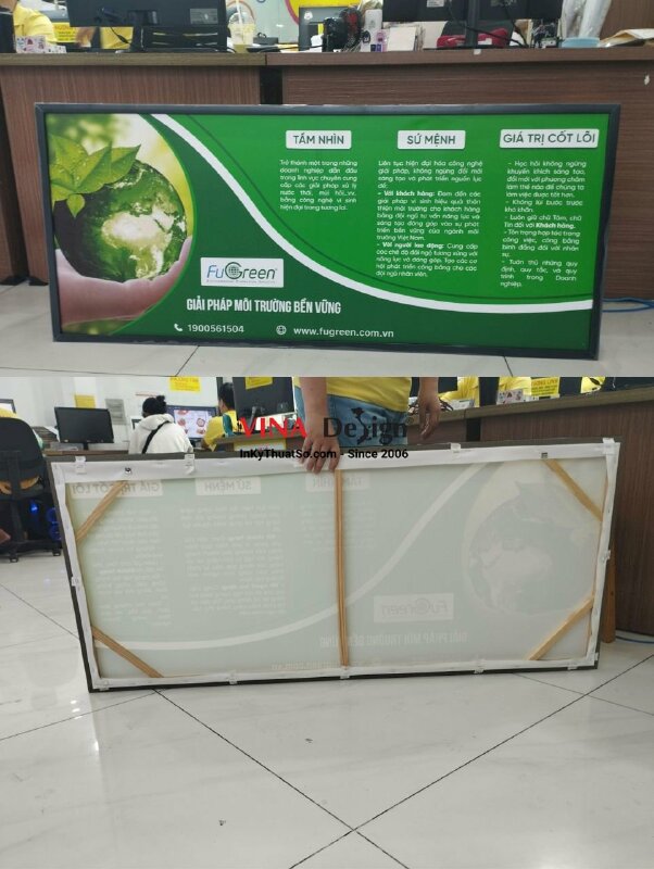 In Canvas dầu bóng giới thiệu công ty, đóng khung viền đen - INKTS381