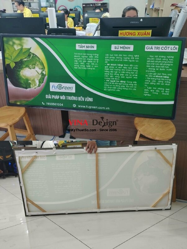 In Canvas dầu bóng giới thiệu công ty, đóng khung viền đen - INKTS381