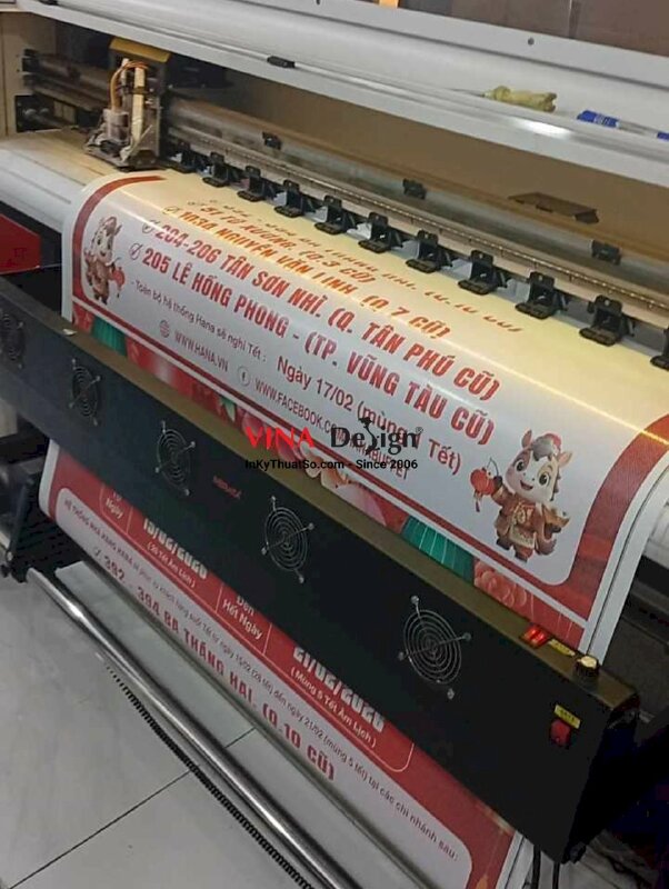 In Decal lưới dán kính cửa hàng đồ nướng và lẩu thông báo lịch hoạt động dịp Tết Nguyên Đán - INKTS2733