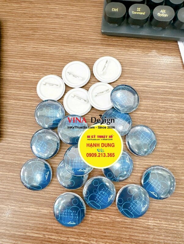 In huy hiệu đeo áo tròn đường kính 3cm, ghim cài áo mặt sau - INKTS2384