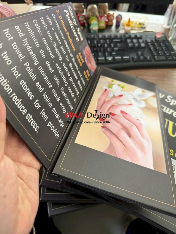 In menu Spa Pedicure dạng quyển gập 3 từ Formex, hàng gửi đi Ohio Mỹ - INKTS2214