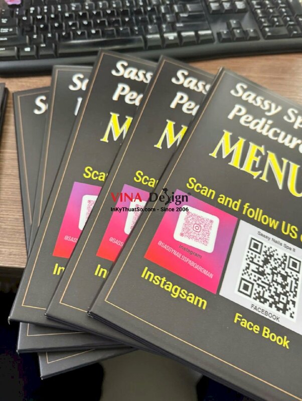 In menu Spa Pedicure dạng quyển gập 3 từ Formex, hàng gửi đi Ohio Mỹ - INKTS2214