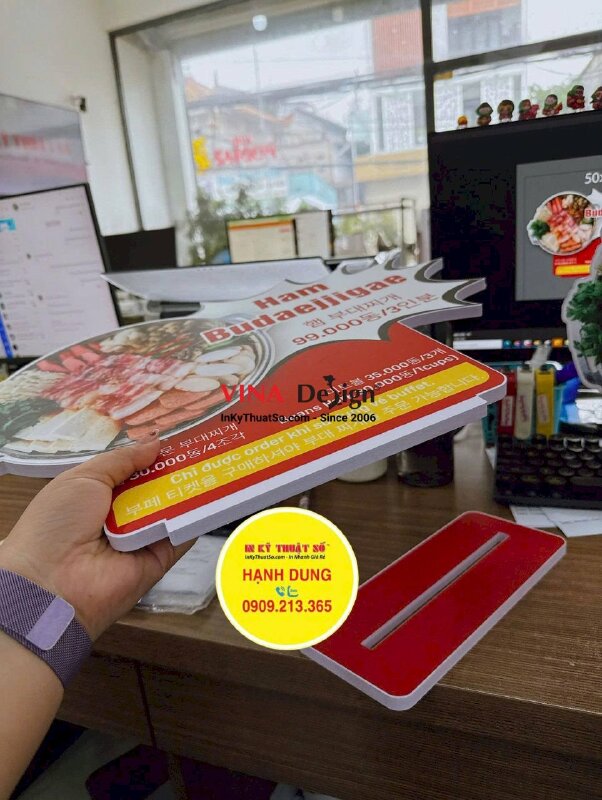 In mô hình Standee để bàn giới thiệu món ăn mới Nhà hàng Hàn Quốc - INKTS2636