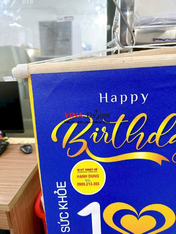 In Poster Canvas nẹp gỗ diễn văn nghệ Chúc Mừng Sinh Nhật công ty - INKTS2385