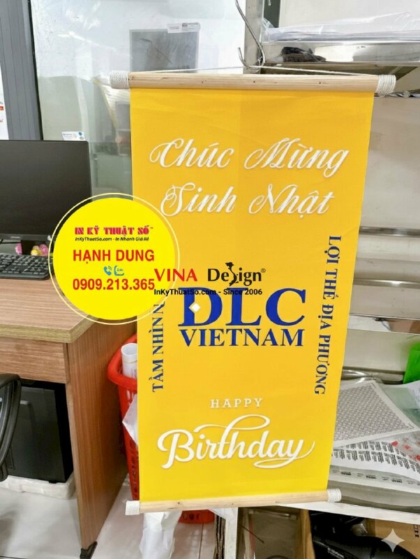 In Poster Canvas nẹp gỗ diễn văn nghệ Chúc Mừng Sinh Nhật công ty - INKTS2385
