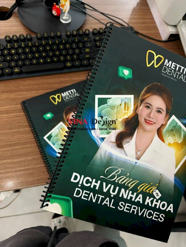 In quyển menu lò xo bảng giá dịch vụ nha khoa Dental Services - INKTS2210