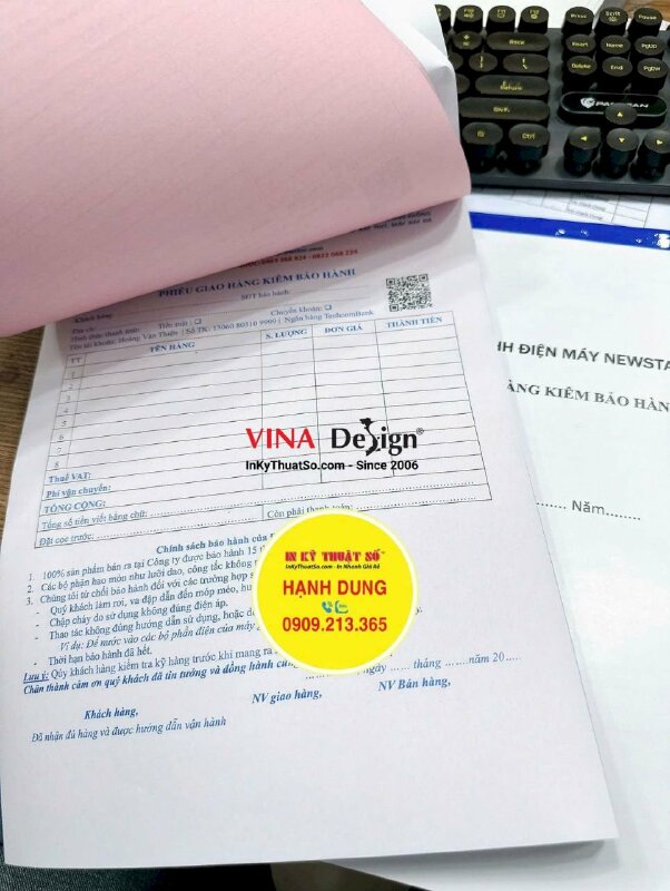 In quyển phiếu giao hàng kiêm bảo hành, biểu mẫu 2 liên khổ A4 - INKTS2383