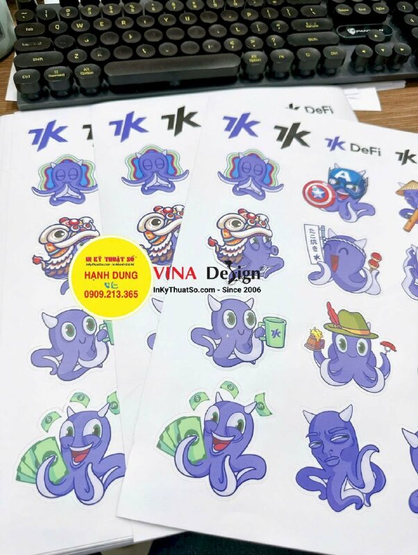 In set sticker tem dán quà tặng khách hàng, in nhanh Decal sữa mực dầu, cán mờ, bế theo viền - INKTS2379