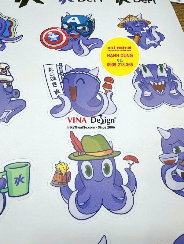 In set sticker tem dán quà tặng khách hàng, in nhanh Decal sữa mực dầu, cán mờ, bế theo viền - INKTS2379