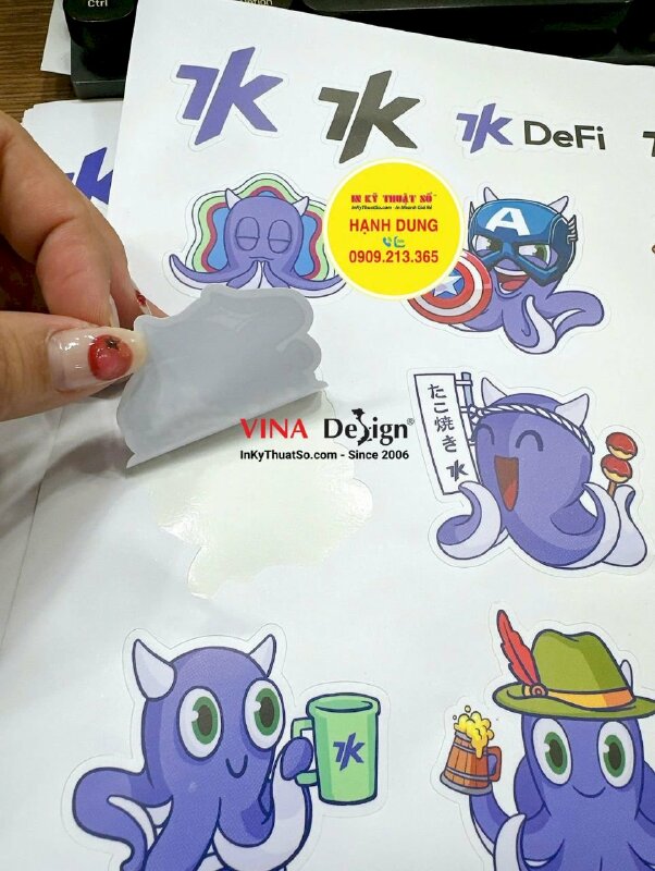 In set sticker tem dán quà tặng khách hàng, in nhanh Decal sữa mực dầu, cán mờ, bế theo viền - INKTS2379