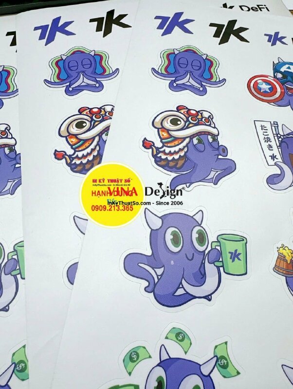 In set sticker tem dán quà tặng khách hàng, in nhanh Decal sữa mực dầu, cán mờ, bế theo viền - INKTS2379