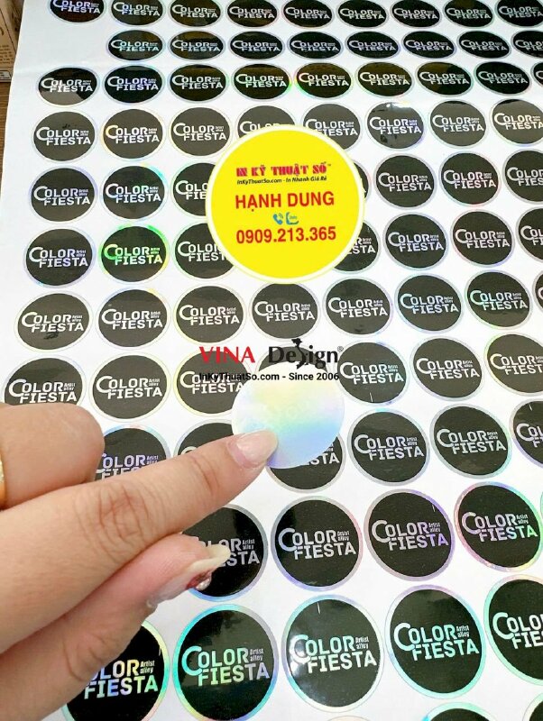 In tem 7 màu niêm phong sản phẩm, bế tròn đường kính 3.3cm cho sự kiện hội chợ Festival lễ hội màu sắc - INKTS2382