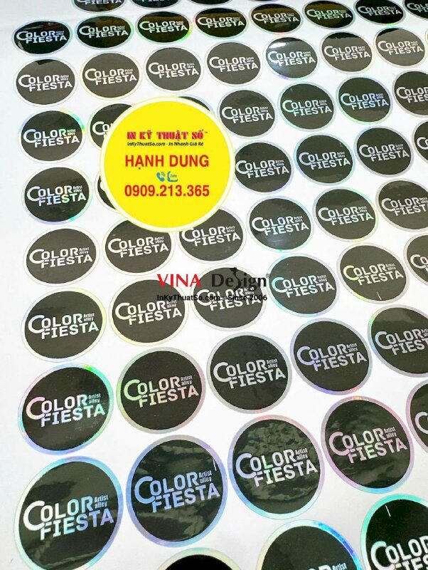 In tem 7 màu niêm phong sản phẩm, bế tròn đường kính 3.3cm cho sự kiện hội chợ Festival lễ hội màu sắc - INKTS2382