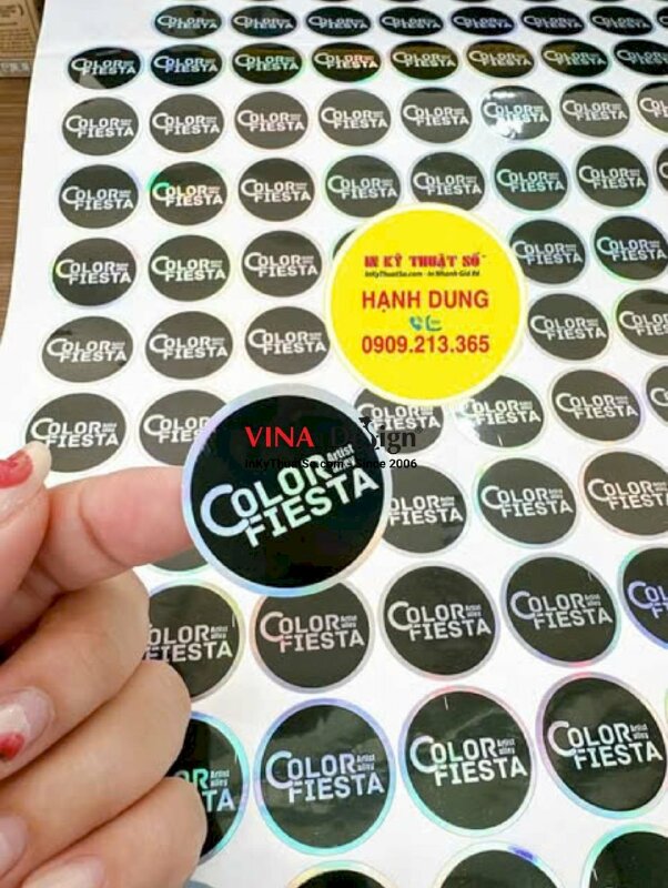 In tem 7 màu niêm phong sản phẩm, bế tròn đường kính 3.3cm cho sự kiện hội chợ Festival lễ hội màu sắc - INKTS2382