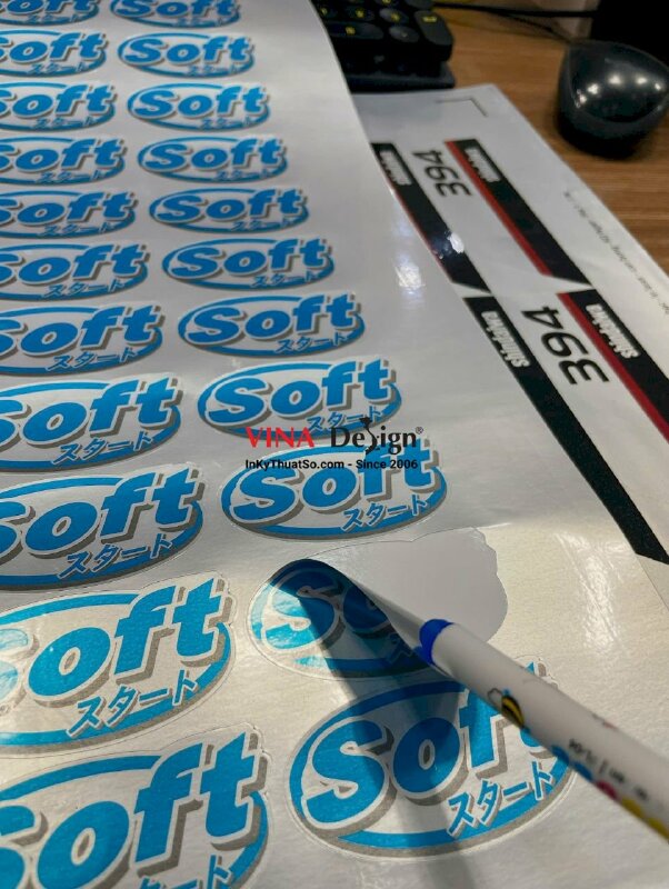 In tem bạc dán thiết bị, in laser, cán bóng, có bế theo viền dễ bóc dán, giao tờ A3 - INKTS2366