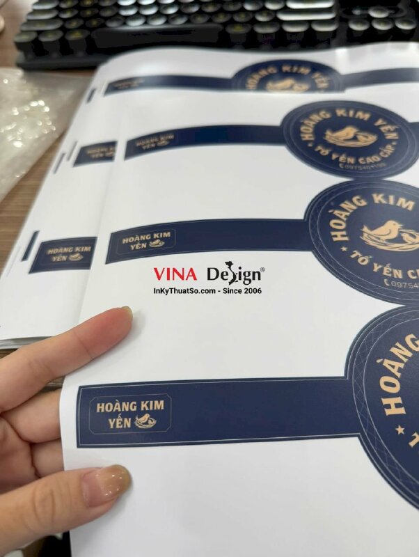 In tem nhãn dán hộp yến, tem Decal sữa dài seal niêm phong hộp tròn hoa mai đựng yến thô, yến tổ - INKTS2712