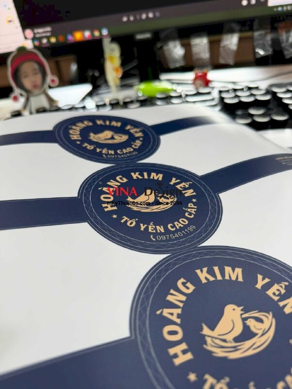 In tem nhãn dán hộp yến, tem Decal sữa dài seal niêm phong hộp tròn hoa mai đựng yến thô, yến tổ - INKTS2712