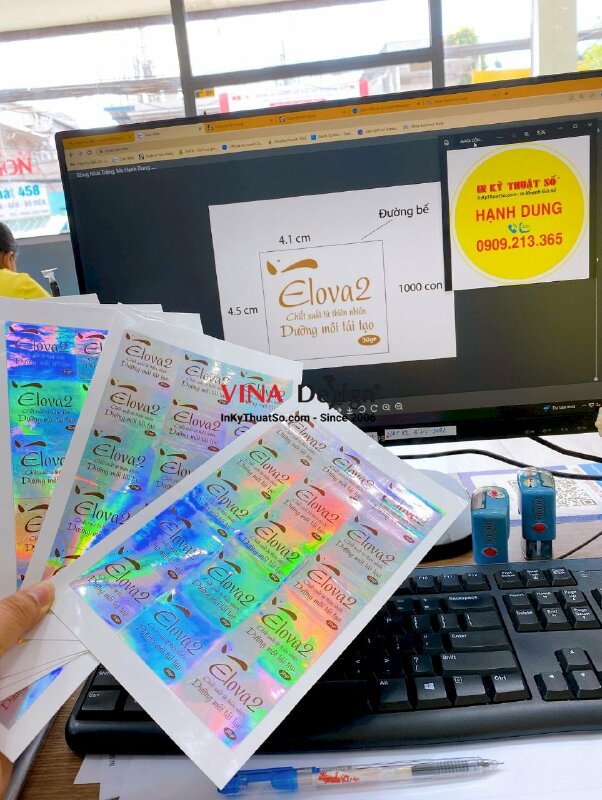 In tem nhãn kem dưỡng môi, tem mỹ phẩm decal 7 màu - INKTS592