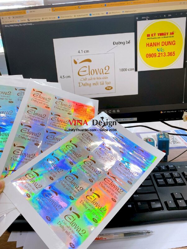 In tem nhãn kem dưỡng môi, tem mỹ phẩm decal 7 màu - INKTS592