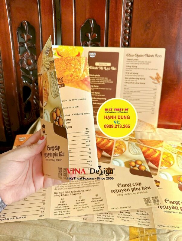 In tờ rơi brochure giới thiệu nguyên liệu làm bánh, gấp 3, khổ mở A4 - INKTS2381