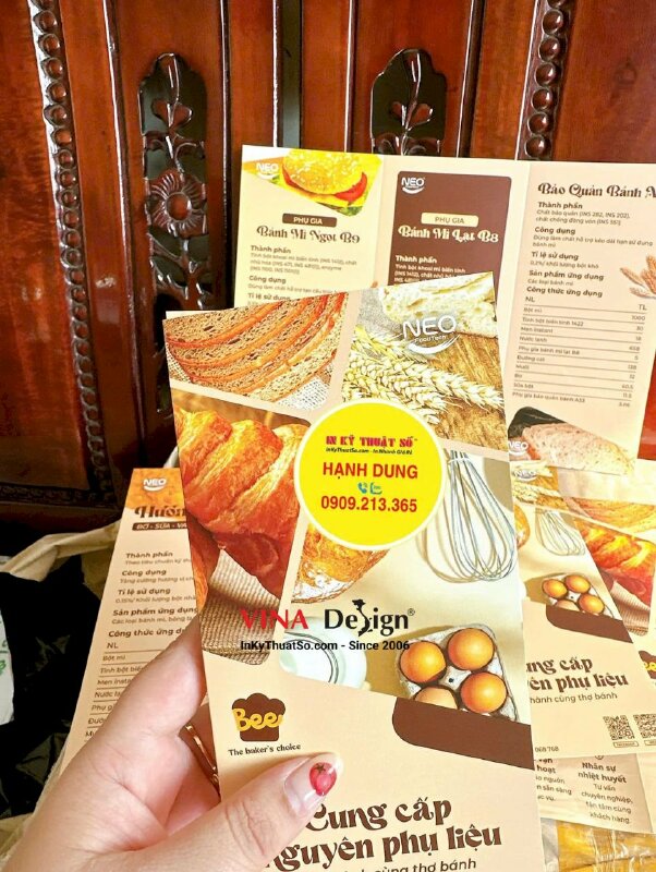 In tờ rơi brochure giới thiệu nguyên liệu làm bánh, gấp 3, khổ mở A4 - INKTS2381