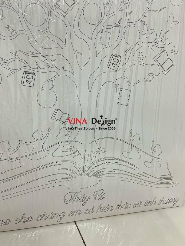 In tranh tô màu vải Canvas mực dầu mờ, có đóng khung gỗ không viền - INKTS2372