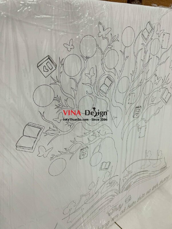 In tranh tô màu vải Canvas mực dầu mờ, có đóng khung gỗ không viền - INKTS2372