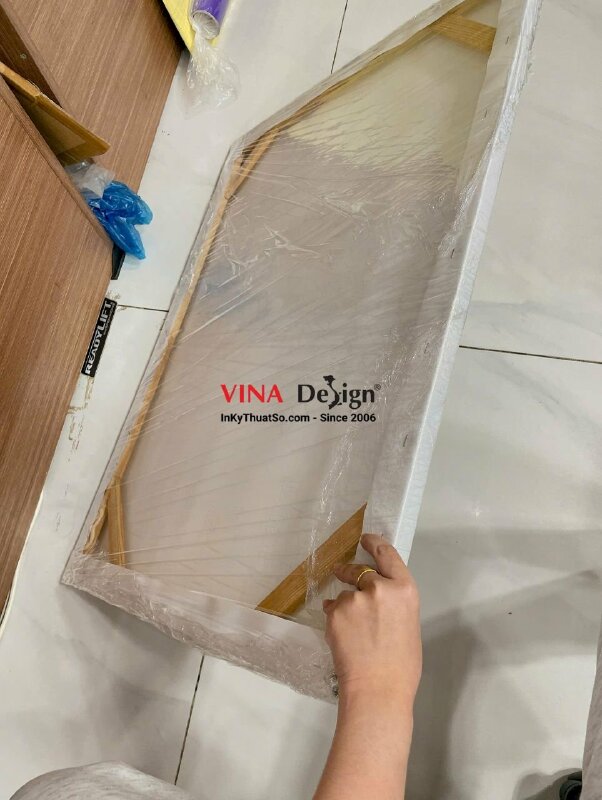 In tranh tô màu vải Canvas mực dầu mờ, có đóng khung gỗ không viền - INKTS2372
