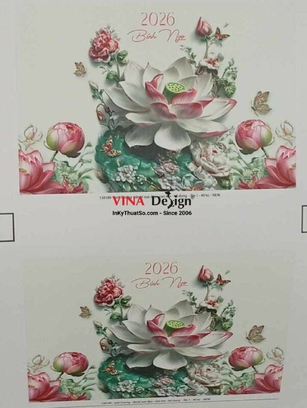 In trên chất liệu Formex hình ảnh hoa sen 3D - INKTS2741