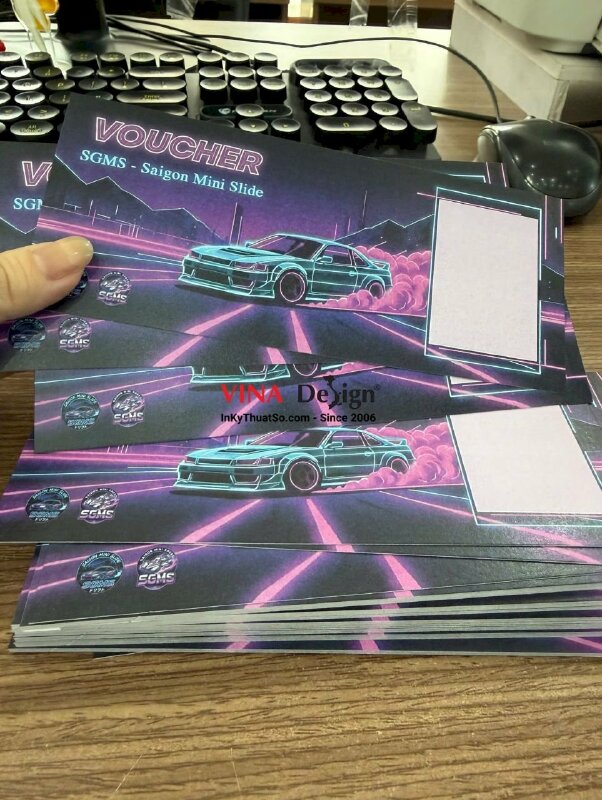 In Voucher cho sân chơi xe ô tô điều khiển từ xa Mini 4WD & Drift Car Mini Speed, in giấy mỹ thuật Econo - INKTS2765