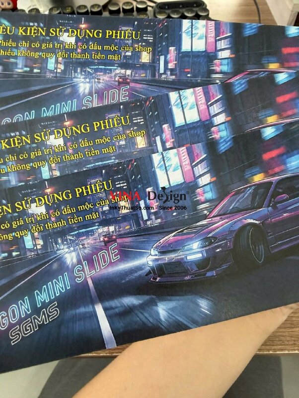 In Voucher cho sân chơi xe ô tô điều khiển từ xa Mini 4WD & Drift Car Mini Speed, in giấy mỹ thuật Econo - INKTS2765