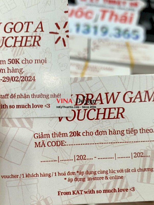 In voucher quán cafe, in voucher giảm giá cho đơn hàng mua - INKTS1039