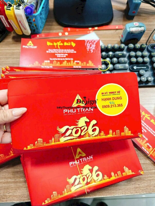 Set bao thư & thiệp Tết tặng khách hàng, đối tác cho công ty bất động sản - INKTS2644