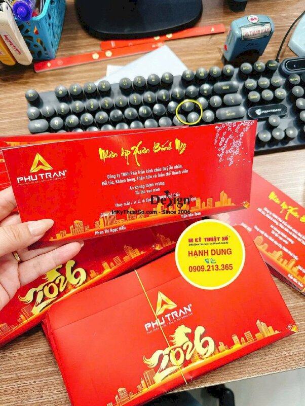 Set bao thư & thiệp Tết tặng khách hàng, đối tác cho công ty bất động sản - INKTS2644