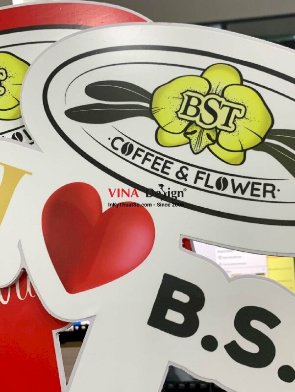 In bảng chụp hình cầm tay, hashtag cầm tay check in quán cafe & hoa - INKTS1048