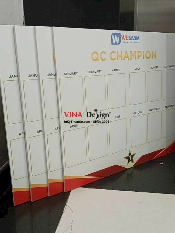 In bảng QC Champion, bảng thành tích nhân viên theo tháng, in Formex dày - INKTS2757