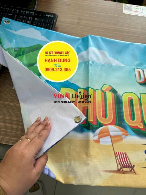 In băng rôn du lịch công ty travel, tour banner in bạt hiflex mực dầu, đóng khoen 4 góc, dán biên xỏ cây - INKTS3705