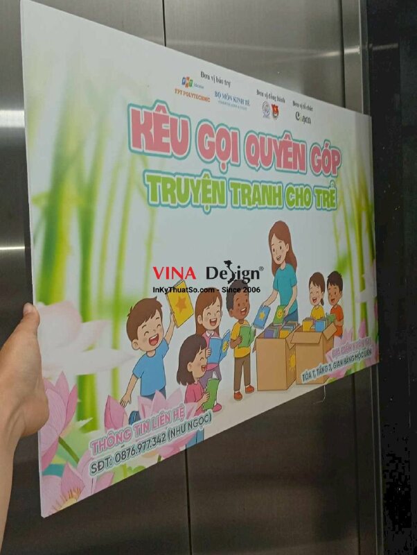 In bảng thông tin Kêu Gọi Quyên Góp Truyện Tranh Cho Trẻ, bảng Formex cán mờ - INKTS3703
