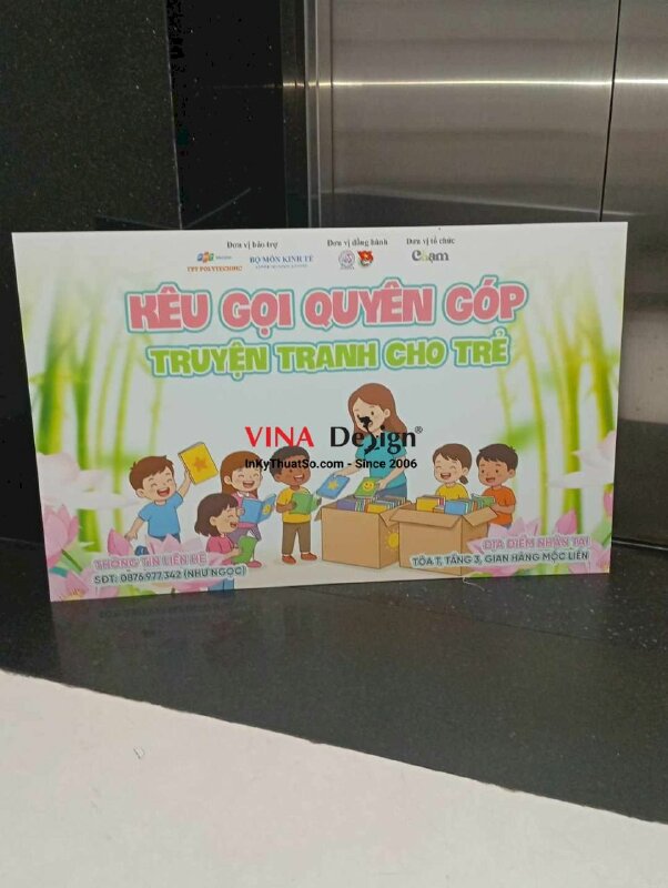 In bảng thông tin Kêu Gọi Quyên Góp Truyện Tranh Cho Trẻ, bảng Formex cán mờ - INKTS3703