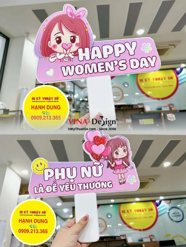 In hashtag cầm tay 8 3, bảng cầm tay chụp ảnh check in sự kiện Happy Women's Day 8/3 - INKTS1266