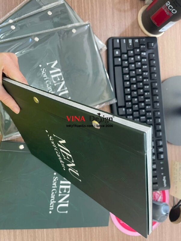 In menu bìa bồi cứng nhà hàng sân vườn, cafe, vườn bia - INKTS829