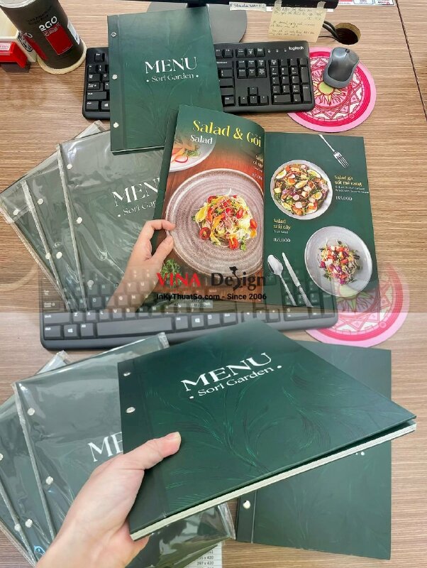 In menu bìa bồi cứng nhà hàng sân vườn, cafe, vườn bia - INKTS829