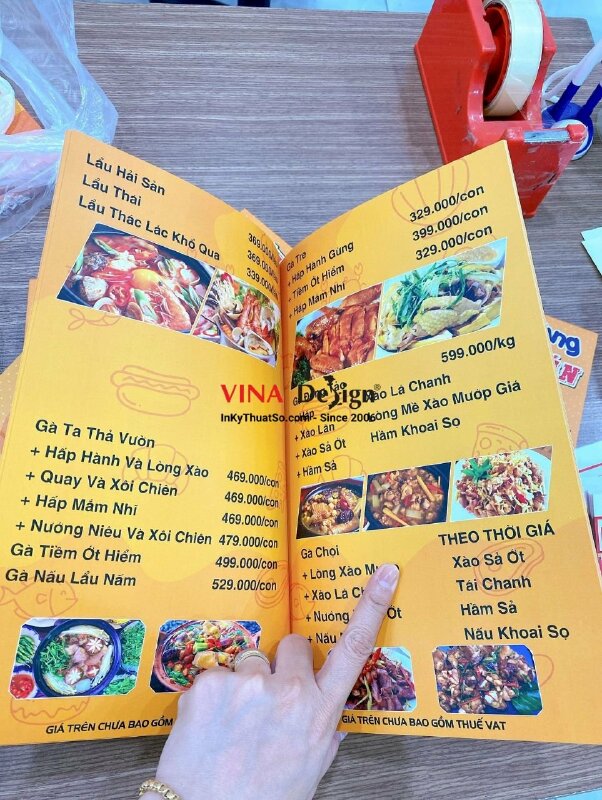 In menu nhà hàng đặc sản, hải sản, món ăn đồng quê - INKTS559