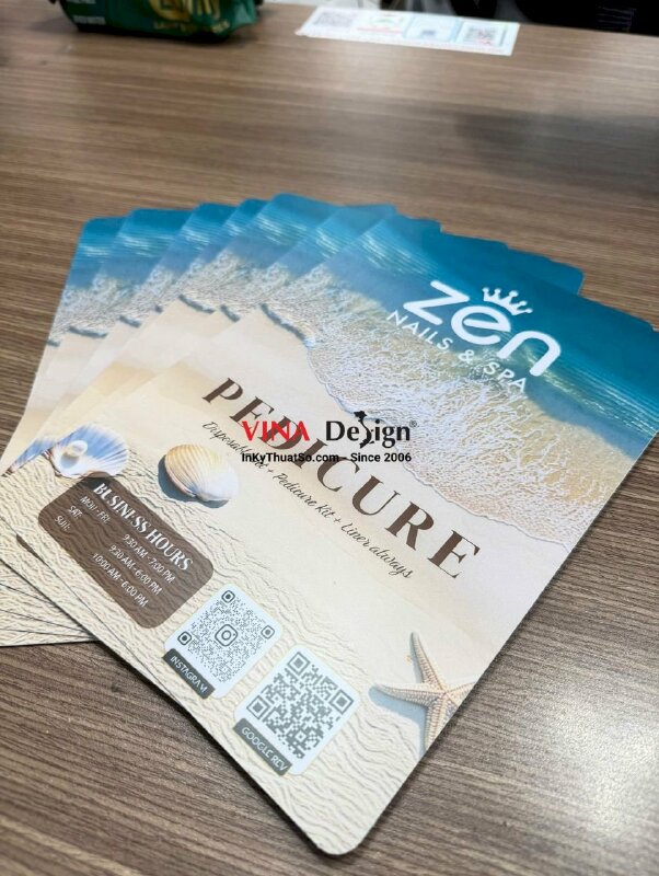 In menu nhựa cầm tay tiệm Nails & Spa, hàng gửi đi tiểu bang Maryland, Mỹ từ TPHCM - INKTS2746