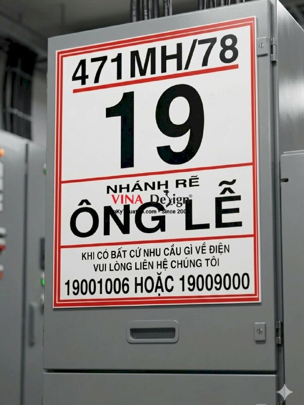 In nhãn dán Hệ thống điện lưới Nhánh Rẽ, Decal sữa dán cột điện, tủ điện, hộp điện - INKTS2752