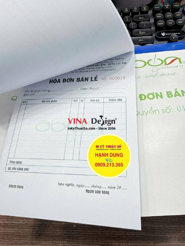 In quyển hóa đơn bán lẻ cho tiệm bún thịt nướng, khổ A5 - INKTS3695