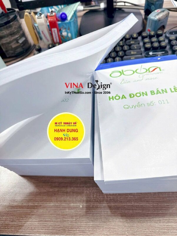 In quyển hóa đơn bán lẻ cho tiệm bún thịt nướng, khổ A5 - INKTS3695