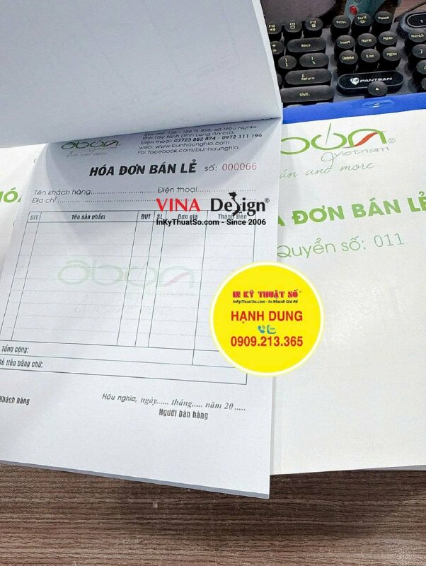 In quyển hóa đơn bán lẻ cho tiệm bún thịt nướng, khổ A5 - INKTS3695