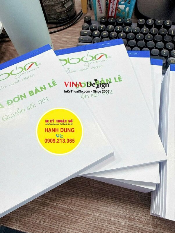 In quyển hóa đơn bán lẻ cho tiệm bún thịt nướng, khổ A5, hàng gửi đi Long An từ TPHCM - INKTS3695